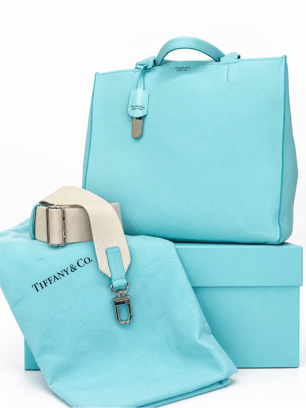 Tiffany & Co. Tiffany Blue Calfskin Leather Tote + Full Set